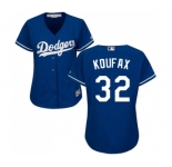 Women's Majestic Los Angeles Dodgers #32 Sandy Koufax Authentic Royal Blue Alternate Cool Base MLB Jersey