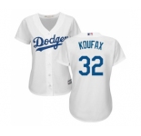 Women's Majestic Los Angeles Dodgers #32 Sandy Koufax Authentic White Home Cool Base MLB Jersey