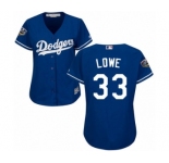 Women's Majestic Los Angeles Dodgers #33 Mark Lowe Authentic Royal Blue Alternate Cool Base 2018 World Series MLB Jersey