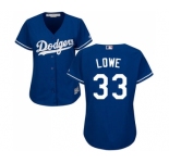 Women's Majestic Los Angeles Dodgers #33 Mark Lowe Authentic Royal Blue Alternate Cool Base MLB Jersey