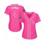 Women's Majestic Los Angeles Dodgers #4 Babe Herman Authentic Pink Fashion Cool Base 2018 World Series MLB Jersey