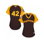 Women's Majestic Los Angeles Dodgers #42 Jackie Robinson Authentic Brown 2016 All-Star National League BP Cool Base MLB Jersey