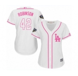 Women's Majestic Los Angeles Dodgers #42 Jackie Robinson Authentic White Fashion Cool Base 2018 World Series MLB Jersey