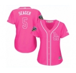Women's Majestic Los Angeles Dodgers #5 Corey Seager Authentic Pink Fashion Cool Base 2018 World Series MLB Jersey