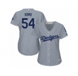 Women's Majestic Los Angeles Dodgers #54 Sergio Romo Authentic Grey Road Cool Base MLB Jersey
