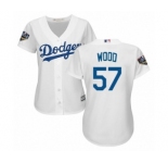 Women's Majestic Los Angeles Dodgers #57 Alex Wood Authentic White Home Cool Base 2018 World Series MLB Jersey