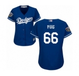 Women's Majestic Los Angeles Dodgers #66 Yasiel Puig Authentic Royal Blue Alternate Cool Base 2018 World Series MLB Jersey