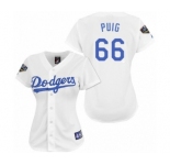 Women's Majestic Los Angeles Dodgers #66 Yasiel Puig Authentic White 2018 World Series MLB Jersey