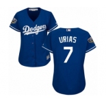 Women's Majestic Los Angeles Dodgers #7 Julio Urias Authentic Royal Blue Alternate Cool Base 2018 World Series MLB Jersey