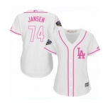 Women's Majestic Los Angeles Dodgers #74 Kenley Jansen Authentic White Fashion Cool Base 2018 World Series MLB Jersey