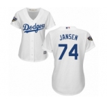 Women's Majestic Los Angeles Dodgers #74 Kenley Jansen Authentic White Home Cool Base 2018 World Series MLB Jersey