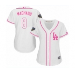 Women's Majestic Los Angeles Dodgers #8 Manny Machado Authentic White Fashion Cool Base 2018 World Series MLB Jersey