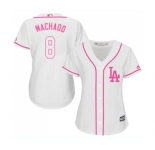 Women's Majestic Los Angeles Dodgers #8 Manny Machado Authentic White Fashion Cool Base MLB Jersey