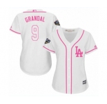 Women's Majestic Los Angeles Dodgers #9 Yasmani Grandal Authentic White Fashion Cool Base 2018 World Series MLB Jersey