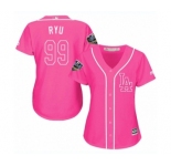 Women's Majestic Los Angeles Dodgers #99 Hyun-Jin Ryu Authentic Pink Fashion Cool Base 2018 World Series MLB Jersey