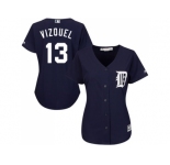 Women's Detroit Tigers #13 Omar Vizquel Navy Blue Alternate Stitched MLB Jersey