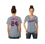 Women's Detroit Tigers #24 Miguel Cabrera Majestic Gray Fashion Stars & Stripes Cool Base Jersey