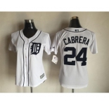 Women's Detroit Tigers #24 Miguel Cabrera Majestic White Cool Base Player Jersey