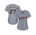 Women's Detroit Tigers #27 Jordan Zimmermann Grey Road Stitched MLB Jersey