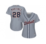 Women's Detroit Tigers #28 J. D. Martinez Grey Road Stitched MLB Jersey