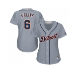 Women's Detroit Tigers #6 Al Kaline Grey Road Stitched MLB Jersey