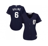 Women's Detroit Tigers #6 Al Kaline Navy Blue Alternate Stitched MLB Jersey