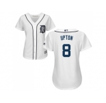 Women's Detroit Tigers #8 Justin Upton White Home Stitched MLB Jersey