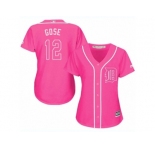 Women's Majestic Detroit Tigers #12 Anthony Gose Replica Pink Fashion Cool Base MLB Jersey