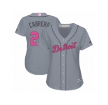 Women's Majestic Detroit Tigers #24 Miguel Cabrera Replica Grey Mother's Day Cool Base MLB Jersey