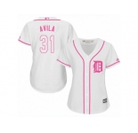 Women's Majestic Detroit Tigers #31 Alex Avila Authentic White Fashion Cool Base MLB Jersey