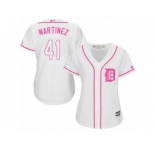 Women's Majestic Detroit Tigers #41 Victor Martinez Authentic White Fashion Cool Base MLB Jersey