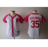women mlb detroit tigers #35 verlander white pink[2012]