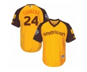 Youth Majestic Detroit Tigers #24 Miguel Cabrera Authentic Yellow 2016 All-Star American League BP Cool Base MLB Jersey