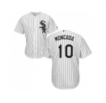 Youth Chicago White Sox #10 Yoan Moncada White(Black Strip) Home Cool Base Stitched MLB Jersey