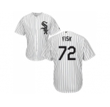 Youth Chicago White Sox #72 Carlton Fisk White(Black Strip) Home Cool Base Stitched MLB Jersey