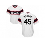 Youth Majestic Chicago White Sox #45 Derek Holland Replica White 2013 Alternate Home Cool Base MLB Jersey