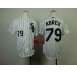 youth mlb jerseys chicago white sox #79 abreu white[black stripe]