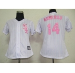 MLB Women Jerseys Chicago White Sox #14 Paul Konerko White[Pink strip]