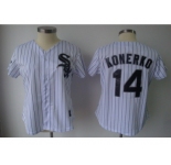 MLB Women Jerseys Chicago White Sox #14 konerko White[black strip]