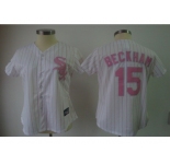 MLB Women Jerseys Chicago White Sox #15 beckham White[pink strip]