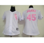MLB Women Jerseys Chicago White Sox #45 Jordan White[Pink strip]