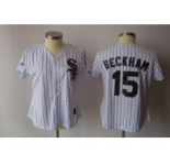 MLB Women Jerseys Chicago white sox #15 beckham white[black strip]