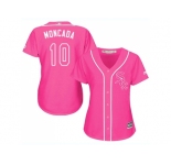 Women Chicago White Sox #10 Yoan Moncada Pink Fashion Stitched MLB Jersey