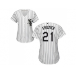 Women's Chicago White Sox #21 Todd Frazier White(Black Strip) Home Stitched MLB Jersey