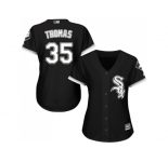 Women's Chicago White Sox #35 Frank Thomas Black Alternate Stitched MLB Jersey