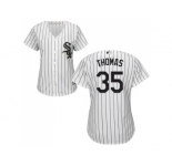 Women's Chicago White Sox #35 Frank Thomas White(Black Strip) Home Stitched MLB Jersey