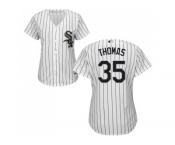 Women's Chicago White Sox #35 Frank Thomas White(Black Strip) Home Stitched MLB Jersey