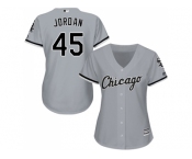 Women's Chicago White Sox #45 Michael Jordan Grey Road Stitched MLB Jersey