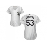 Women's Chicago White Sox #53 Melky Cabrera White(Black Strip) Home Stitched MLB Jersey
