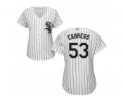 Women's Chicago White Sox #53 Melky Cabrera White(Black Strip) Home Stitched MLB Jersey